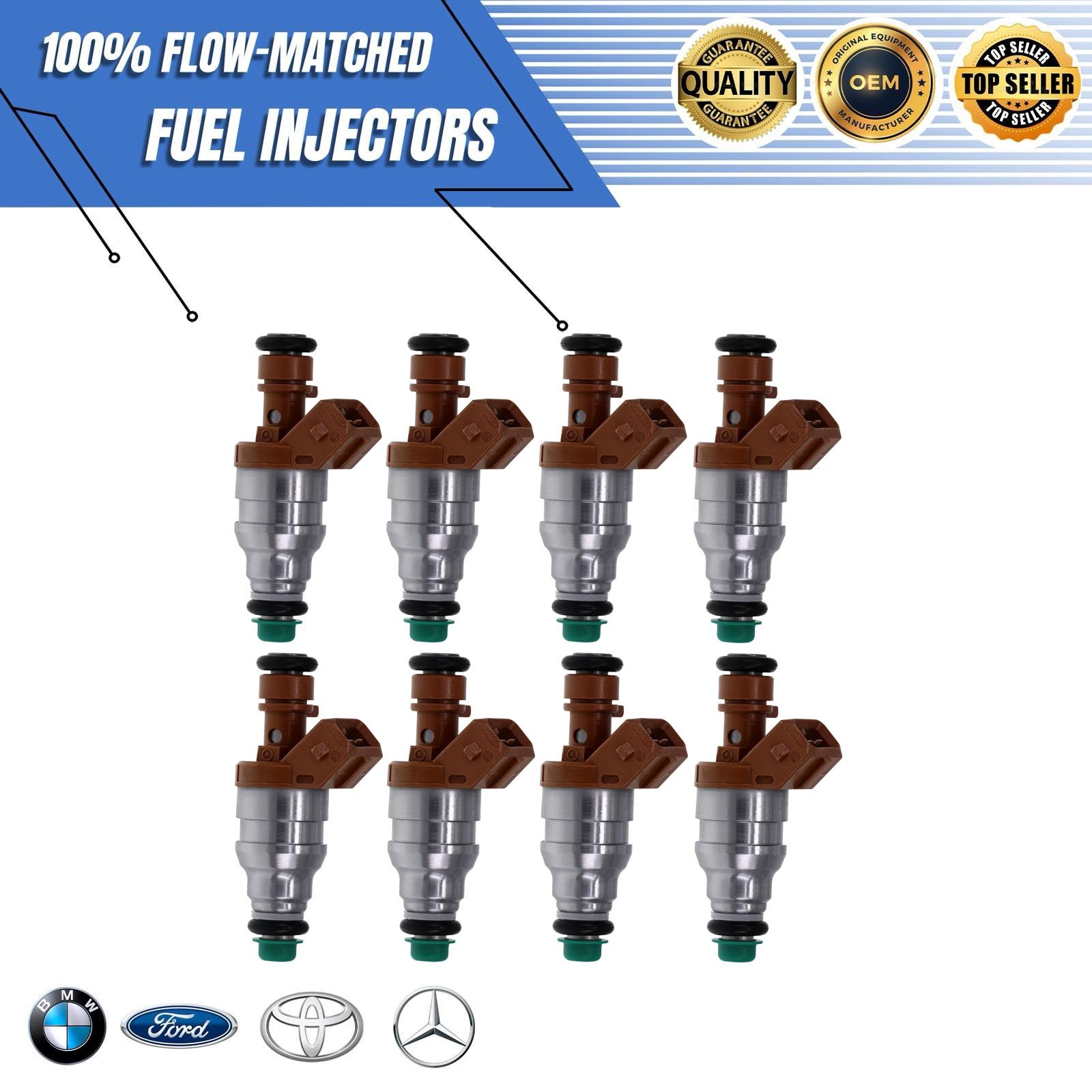 8x OEM NEW Bosch Fuel Injectors Fit 92-97 Mercedes-Benz E420 S500 E500 400E 5.0L