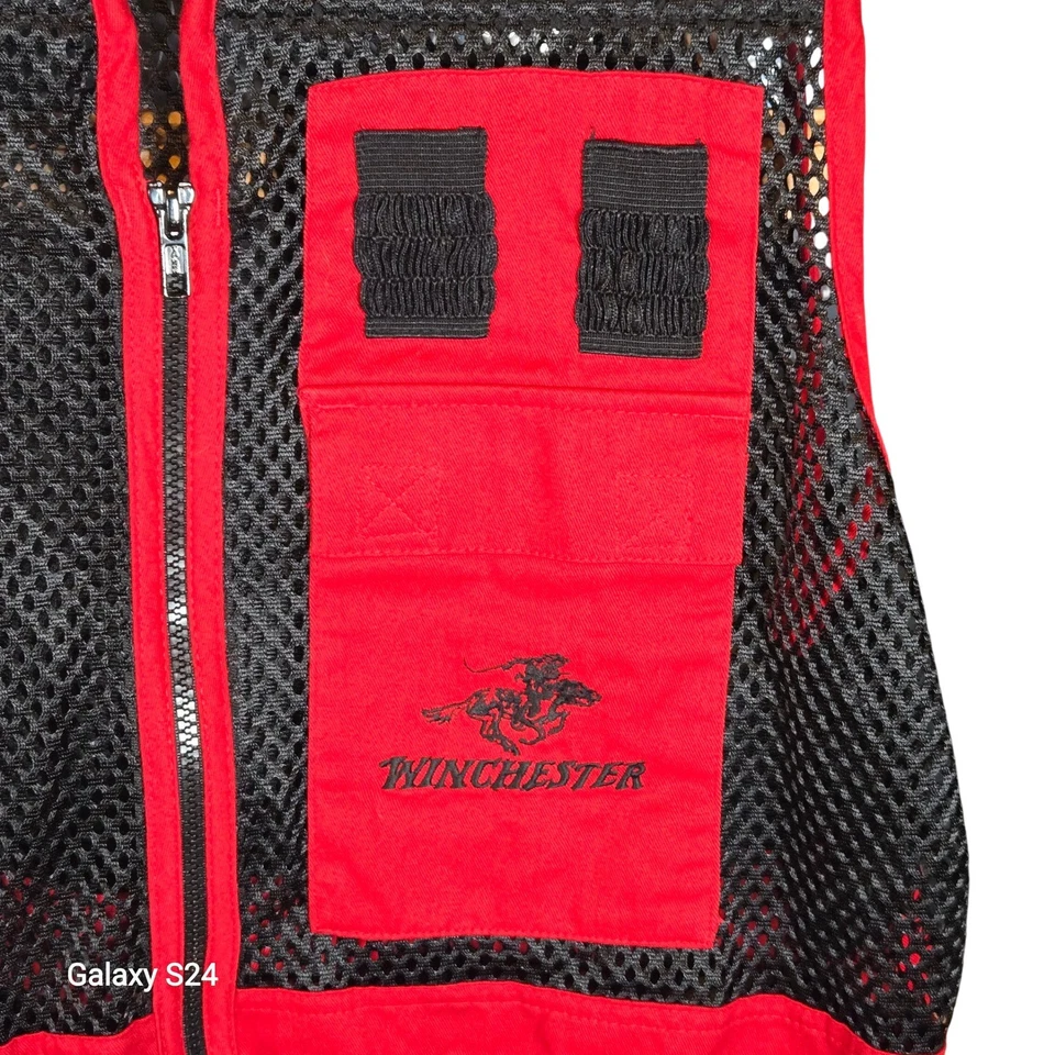 Winchester Shooting Vest Men's Large Black Red Mesh Pockets Padded Shoulder - Image 4 of 4