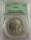 1937 d walking liberty half dollar Pcgs Ms 63