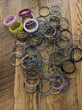 Large Lot Of Miscellaneous Bangle Bracelet Metal Wood Plastic No Gold No Silver