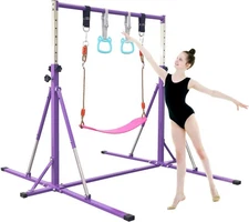 Foldable Gymnastics Bar,5FT Horizontal bar,Adjustable Kids Training bar for Kids