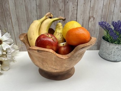 Kleine Holz Obstschale Holzschale geschnitzt Ausschnitt Teak Wurzel Einweihung Geschenk