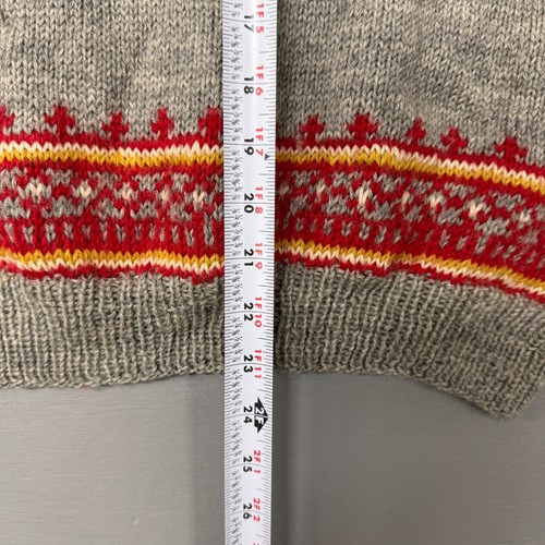 Vintage Strikkeindustri Sweater Grey Fair Isle Hand Knit Pure Wool Norway Large, Size L, $45 - Photo 6