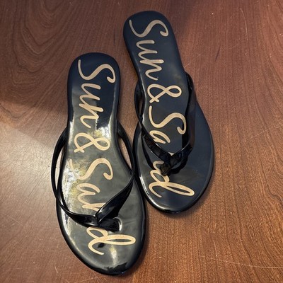 Loft Outlet Sun & Sand Sz 7  Black Flip Flop Synthetic Women Sandals