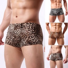 Slip boxer uomo saldi intimo traspirante fitness leopardato vita bassa