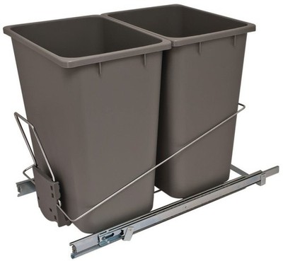 Hafele Double 36 Qt. Wire Pullout Trash Bin System (72 Qt Total) | Soft-Close Sl