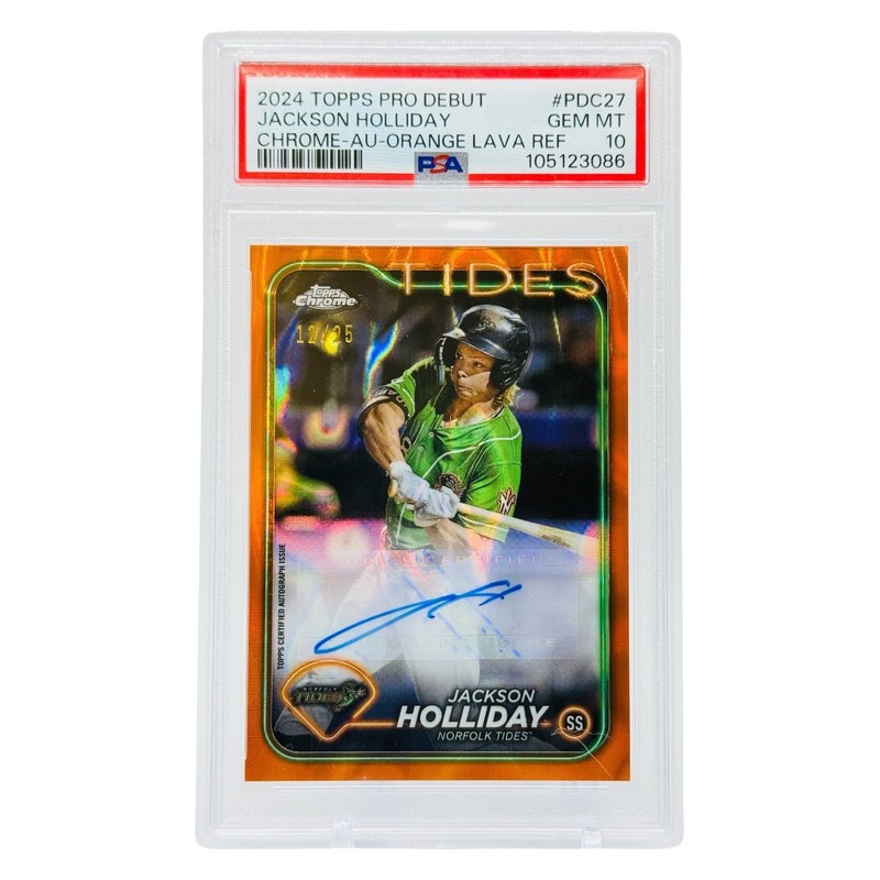 2024 Topps Pro Debut Chrome Jackson Holliday Orange Lava Auto /25 PSA 10