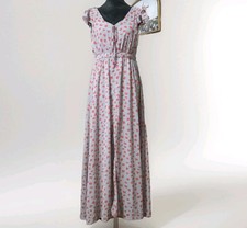 Aggie Floral Flowy Maxi Dress Sz M Glay Red Ruffle Sleeve