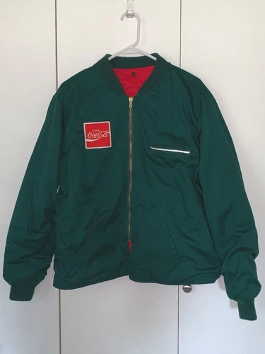 Vintage Coca Cola Delivery Uniform Jacket Reversible Riverside USA Coke 50/XL