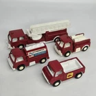 Vintage Lot of 4 Tootsie Toy Fire Trucks Ladder, Fire Chief Mini Pumper Tanker