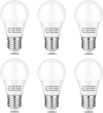6 Pack A15 5W 120V E26 Base LED Refrigerator Light Bulb, Non-Dimmable 50W Equiva