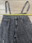 ROMWE Jeans Womens Small Black Wash Cargo Pants Goth Emo SZ XL Wide Leg Bootcut  — photo 2
