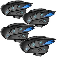 NavGear 4er-Set Motorrad-Intercom-Systeme für bis zu 8 Personen, 2.000 m