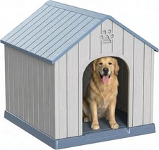 Large Resin Dog House Weatherproof  Sturdy Easy Clean and Assemble for Porch