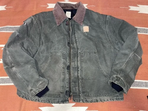 Vintage Carhartt J22 MOS Moss Green Canvas Work Jacket Mens 2XL USA Quilt Lined - product listing photo