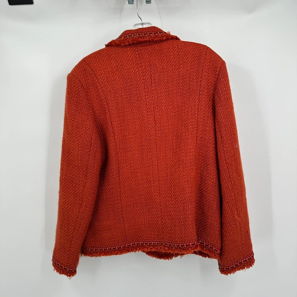 Blazer Dialogue Mujer Talla 16 Rojo Tweed Chaqueta Borde En Contraste Vintage Twee Mod Foto 2 de 4