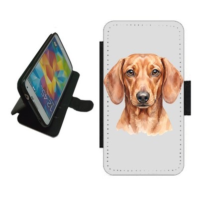 Dackel Handyhülle Wallet Flip Cover für iPhone Samsung Pixel Dog DAS1
