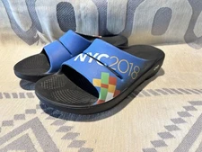 OOFOS Original Sport NYC Marathon Rare Men’s 9 / Women’s 11 Black / Blue Slides