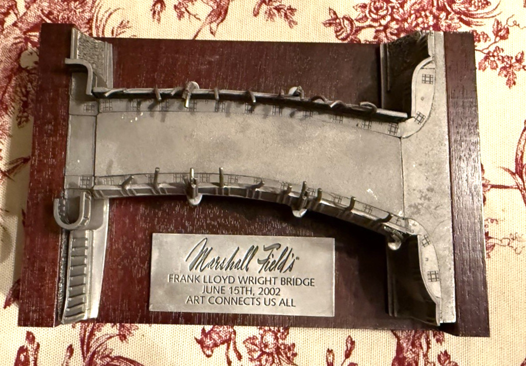 Rare Marshall Field Plaque to commemorate Opening of Frank Lloyd Wright bridge