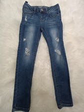 Hippie Girl Skinny Distressed Blue Denim Jeans Size 6 Adjustable Waist