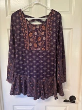 Style & Co Purple Multicolor Long Sleeve Blouse Completely Lined.  XL. EUC