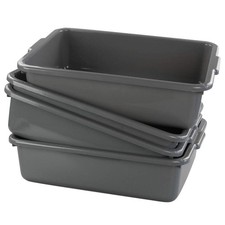 4 PCS 13 L Grey Plastic Tote Box Commercial Bus Box Large Plastic Dish Bin