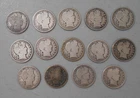 Lot of (14) BARBER HALF DOLLARS  90% SILVER  1900 s, 1902, 1906 d, 1912 d, 1915