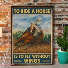 Girl Riding Horse To Ride A Horse Is To Fly Without Wings Vertical Paper Post...