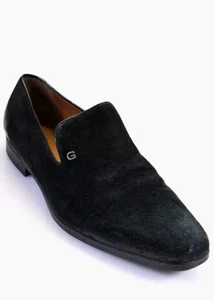 Mocassins homme Gucci Bull Calf Lux en daim noir Logo G Taille 9,5 EU / 10,5 US