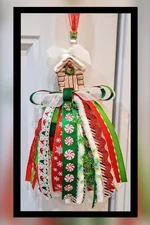 Handcrafted Cracker Barrel Salt Shaker Rustic Cabin Tassel/Christmas Ornament