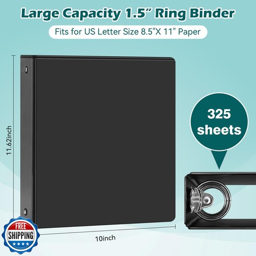 Heture 3 Ring Binder 1.5 Inch 6 Pack, 1-1/2" Clear View with Round Rings, PVC - Picture 2 of 5