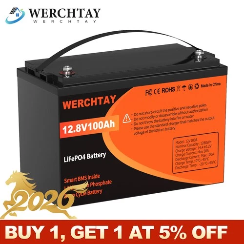 12V 100Ah LiFePO4 Battery Lithium 15000+ Cycles BMS for RV Solar Marine Off Grid