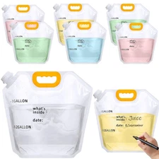 8 Pack 1.3 Gallon Collapsible Water Storage Bag with Scale Line - Emergency W...