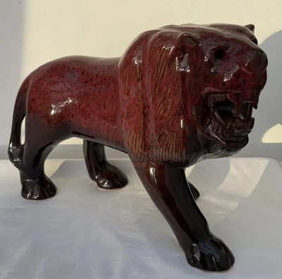 Vintage große Keramik rot glasiert Löwe Figur Bitossi Stil