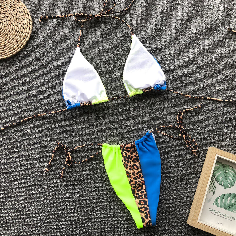 Womens Sexy Triangle Brazilian Bikini Swimwear Splicing Side String ...
