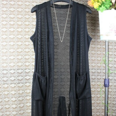 long sheer sleeveless vest