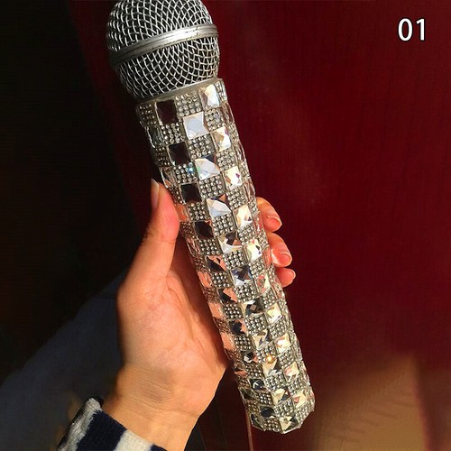 Rhinestone Microphone Handle Cover Sleeve Protector Prop Accessories Sparkly - Picture 15 of 38