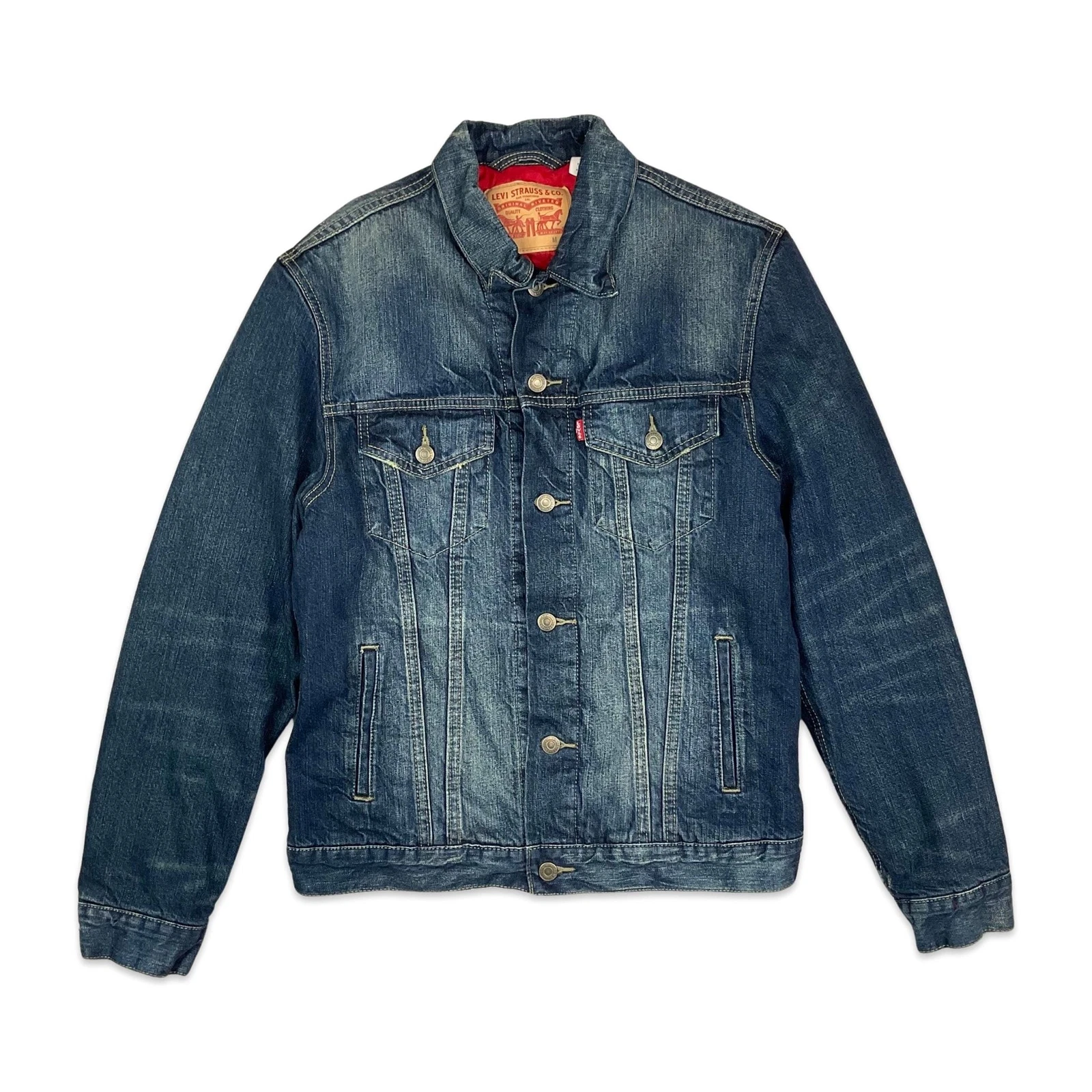 VTG Levi's Blue Quilted Denim Trucker Jacket S/M