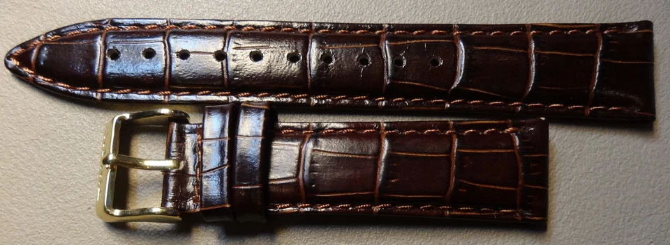 Nueva correa de reloj Timex marrón oscuro simulada grano de cocodrilo de 20 mm de longitud larga Foto 3 de 4