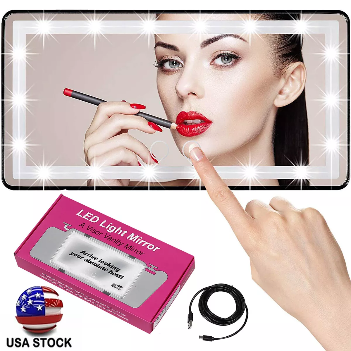 Led light mirror a visor vanity mirror outlet