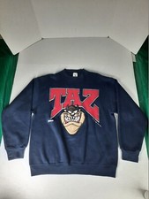 Vintage 1993 Taz Sweatshirt Tasmanian Devil Looney Tunes NAVY Blue Large USA