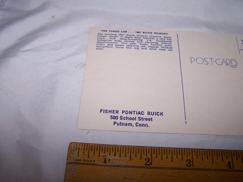 1967 BUICK WILDCAT Postcard FISHER PONTIAC BUICK PUTNAM CONNECTICUTT - Picture 3 of 3