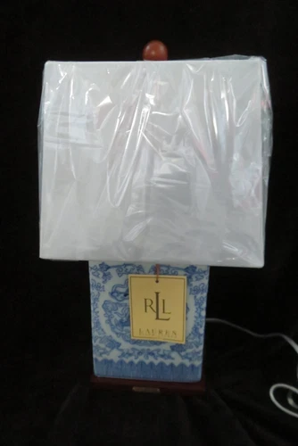 NWT RALPH LAUREN Chinoiserie Porcelain KOI FISH Table LAMP + SHADE Blue White