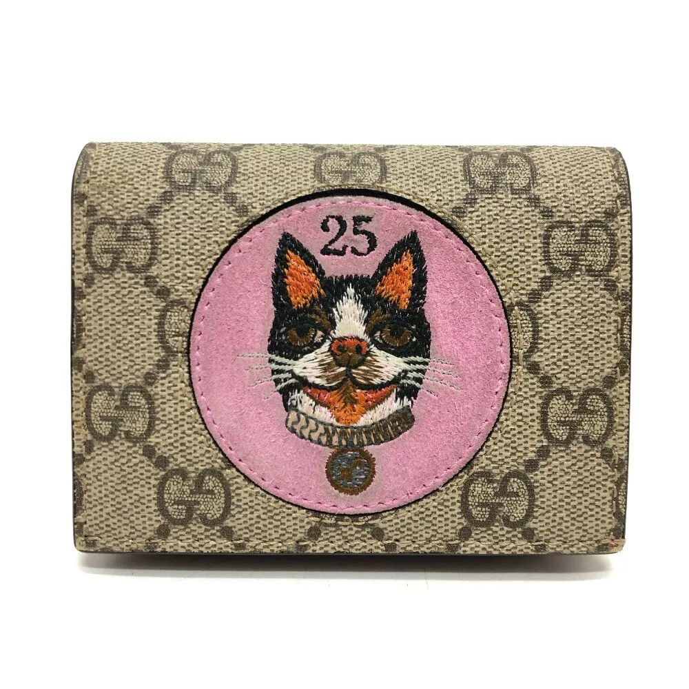 Portefeuille GUCCI 506277 GG Supreme BOSCO portefeuille compact portefeuille plié beige/rouge