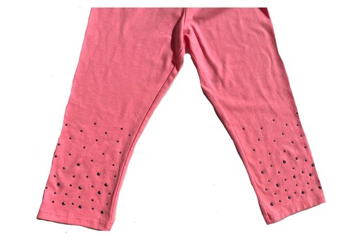 SO Girls 3/4 Length Pink Capri Leggings with Sparkle Polka Dots Size 12 - Picture 3 of 3