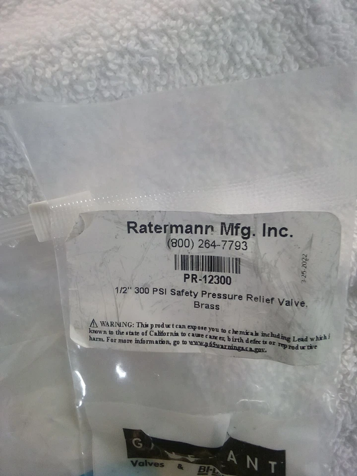 Ratermann Pressure Relief Valve Assembly 1/2" NPT Inlet & Outlet 300 PSI  - Image 2 of 3