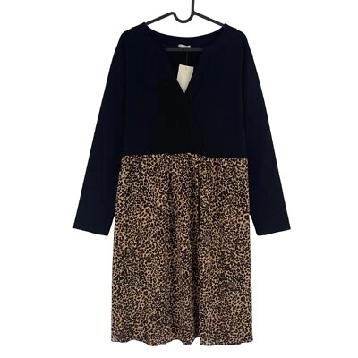 Robe À Imprimé Animal Noir À Manches Longues Pour Femmes Taille XL - Photo 1/4