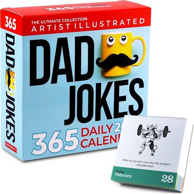 Dad Jokes Desk Calendar 2025 - 365 Daily with Artist White 