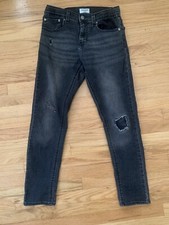 Denizen Levis Taper Boys Distressed Black Washed Skinny Jeans Regular Size 14