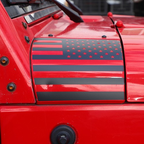for Jeep Wrangler JK 2007-17 PVC Side Hood Body Armor Cowl Sticker Decal US Flag - Foto 6 di 14